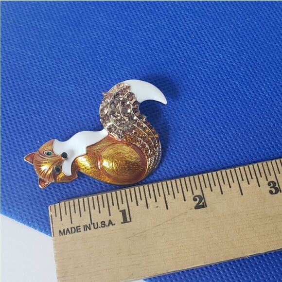FOX Enameled Rhinestone Embellished Brooch Pin Pendant - Picture 6 of 7